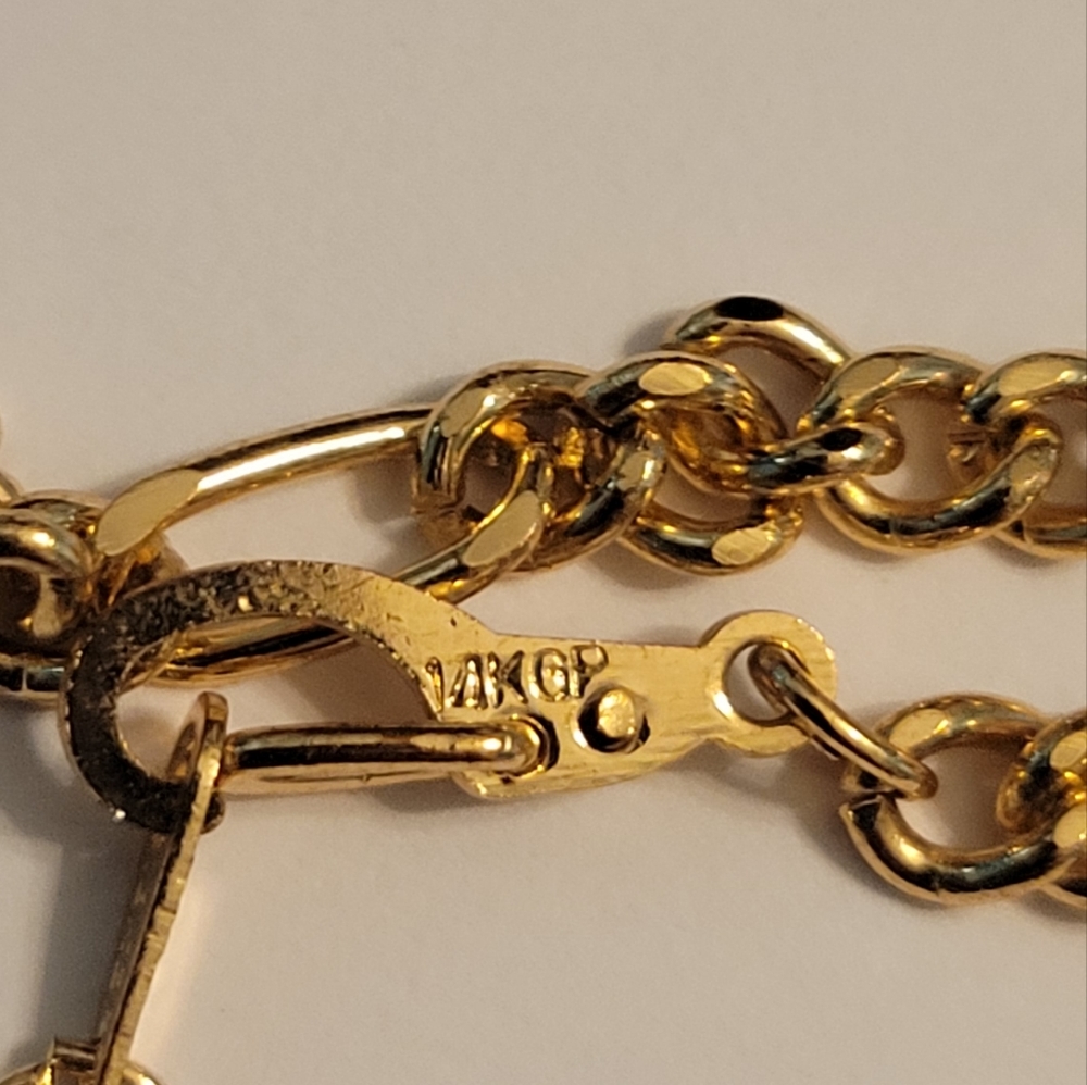 EUC 18K GP Figaro Chain Necklace and Bracelet Set - Picture 4 of 11